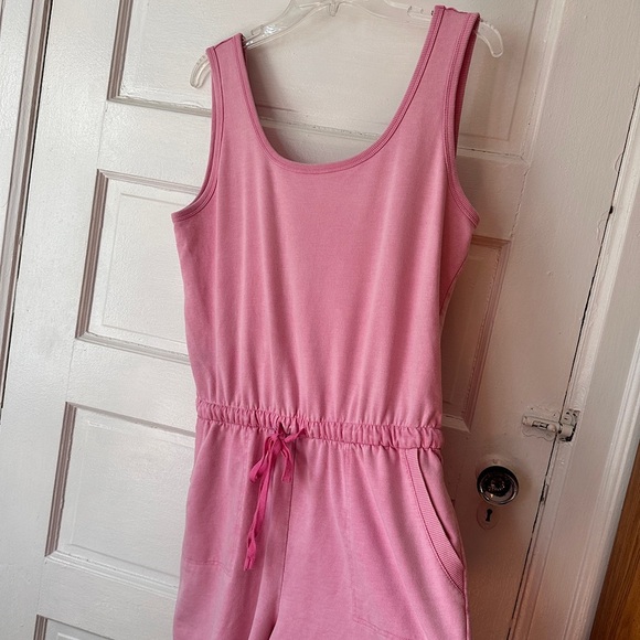 Jane and Delancey Romper Pink Cotton Cinched Waist Sleeveless Casual Pockets - Picture 15 of 17